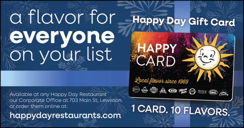 Happy Day Gift Card, Happy Day Restaurants